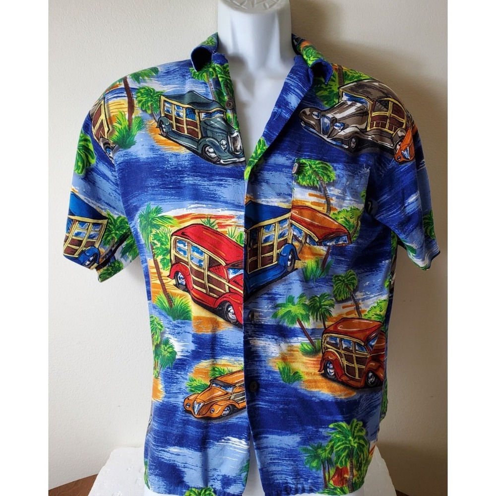 Pineapple‎ Connection Tropical AOP Woody Cars Palm Trees Size Large Hawaii Shirt